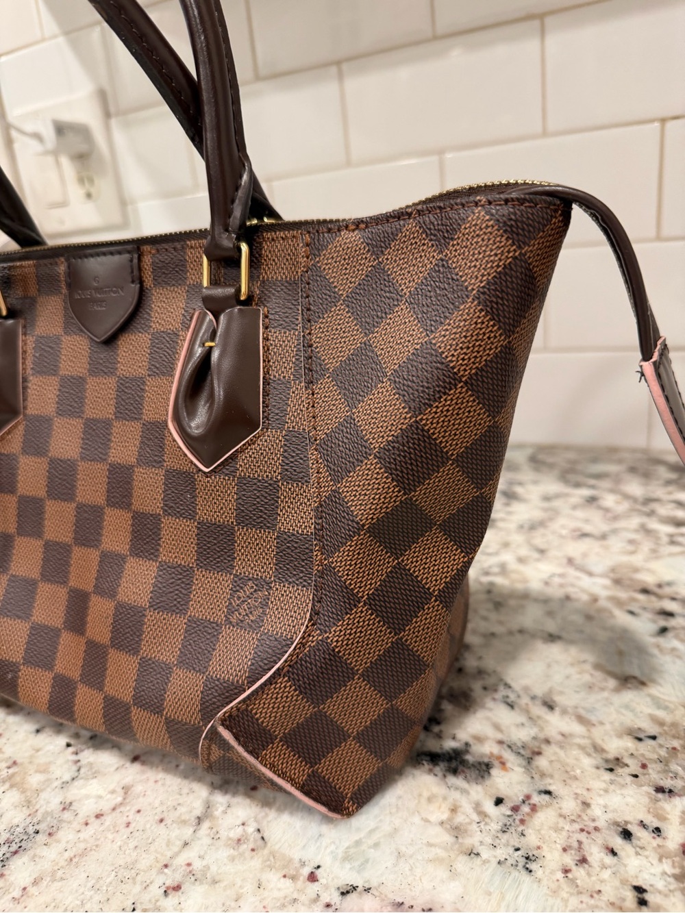 Louis Vuitton Damier Ebene Satchel with Pink Tag - Picture 13 of 16